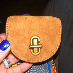 Marc Jacobs Tan Suede Mini Bag with Gold Clasp